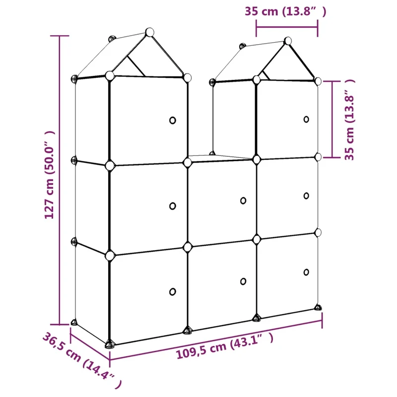 Armoire de rangement pour enfants 109,5 x 36,5 x 127 cm pratique et colorée ambiance ludique en PP bleu 02_0047053