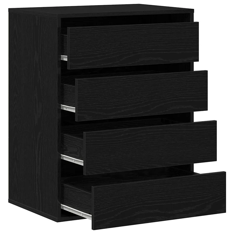 Armoire à tiroirs moderne rangement organisé 60 x 41 x 76 cm en bois d'ingénierie noir 02_0052158