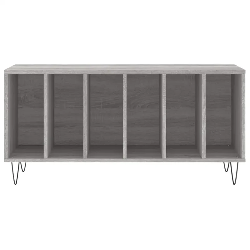 Armoire à disques rangement sonore 100 x 38 x 48 cm style industriel robustesse en bois d'ingénierie gris 02_0049152
