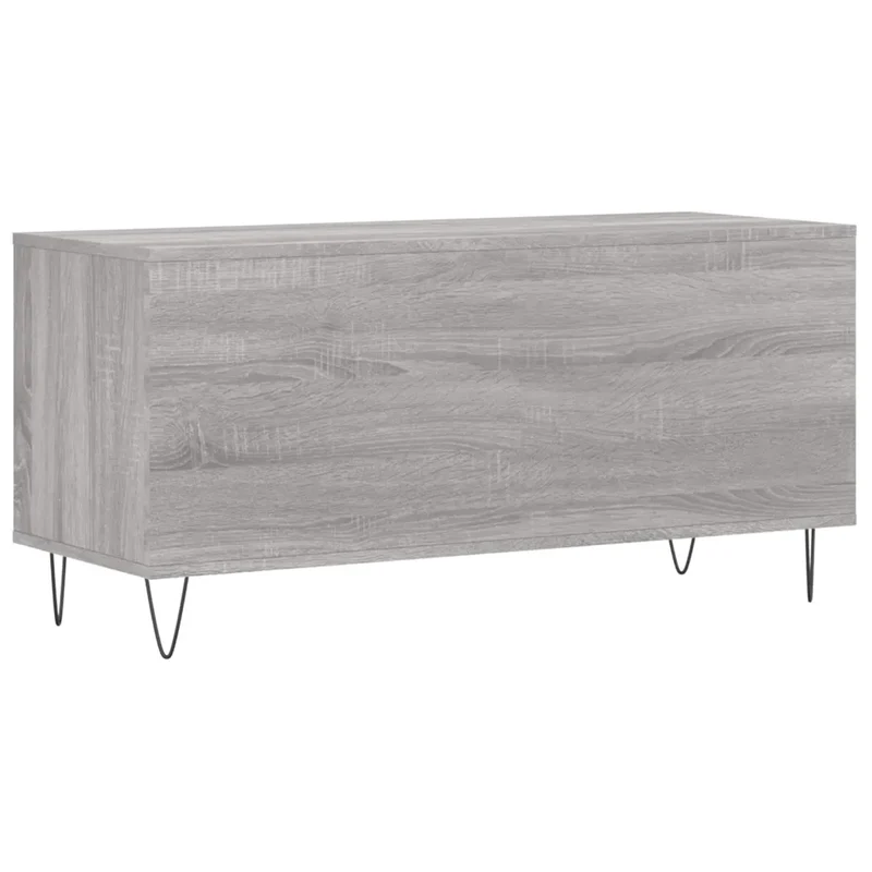 Armoire à disques rangement sonore 100 x 38 x 48 cm style industriel robustesse en bois d'ingénierie gris 02_0049152