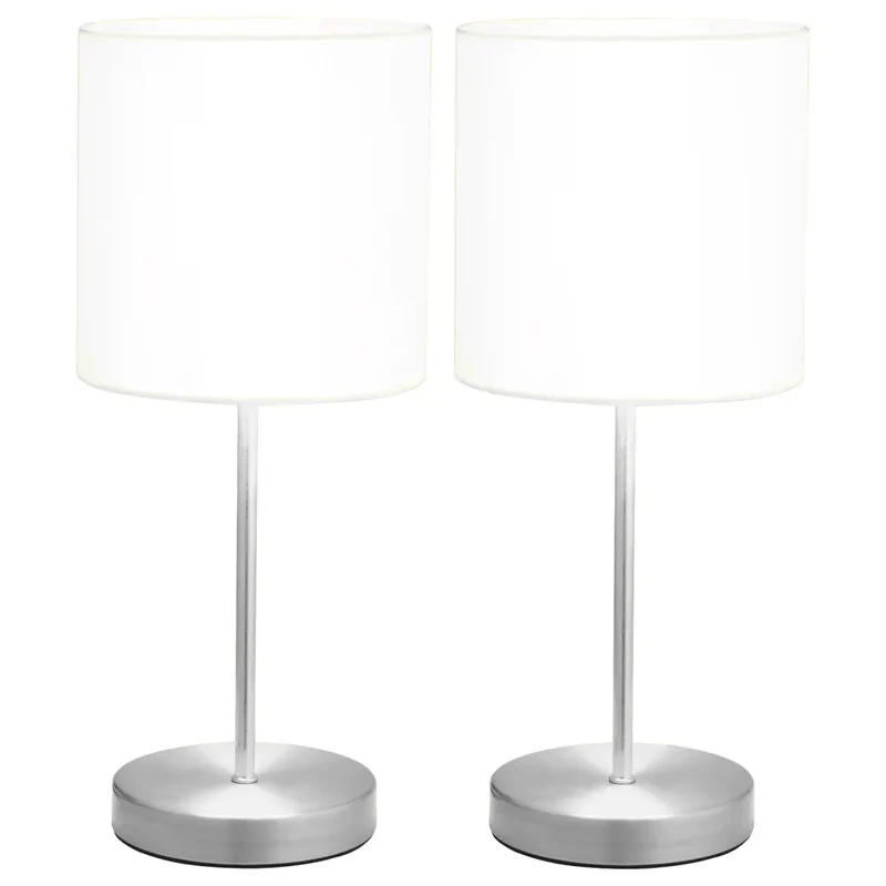 Lot de 2 lampes de table bouton tactile moderne 16 x 38,5 cm en métal blanc 02_0046011