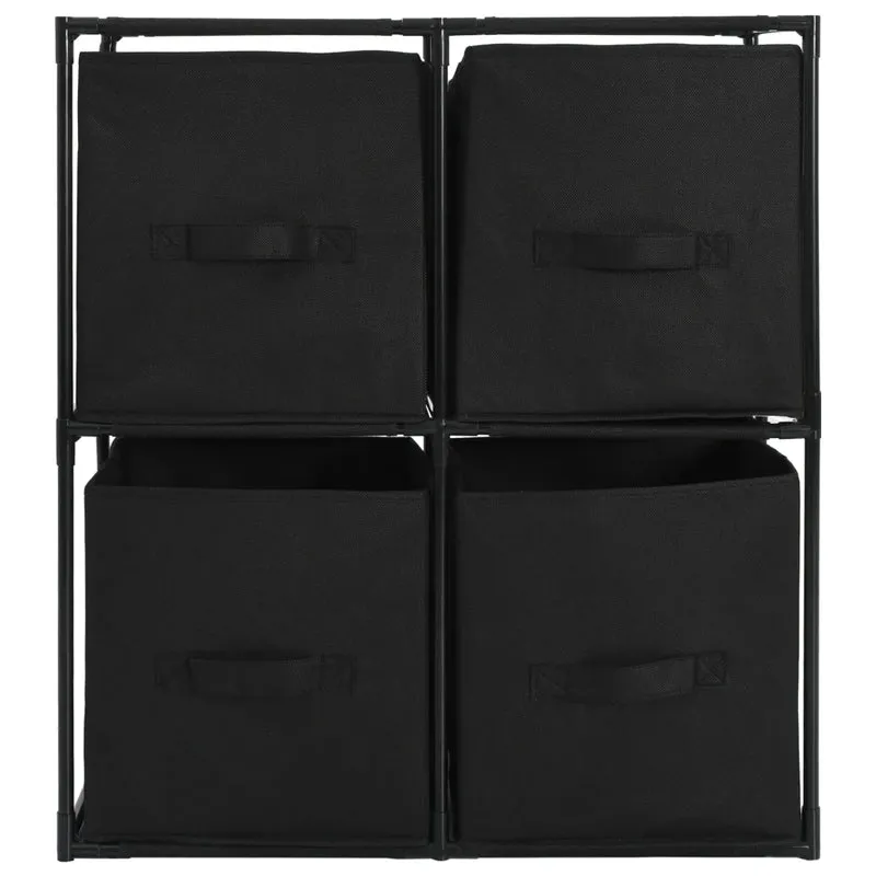 Armoire de rangement avec 4 paniers tissu pratique et élégante 63 x 30 x 71 cm en acier noir 02_0046447