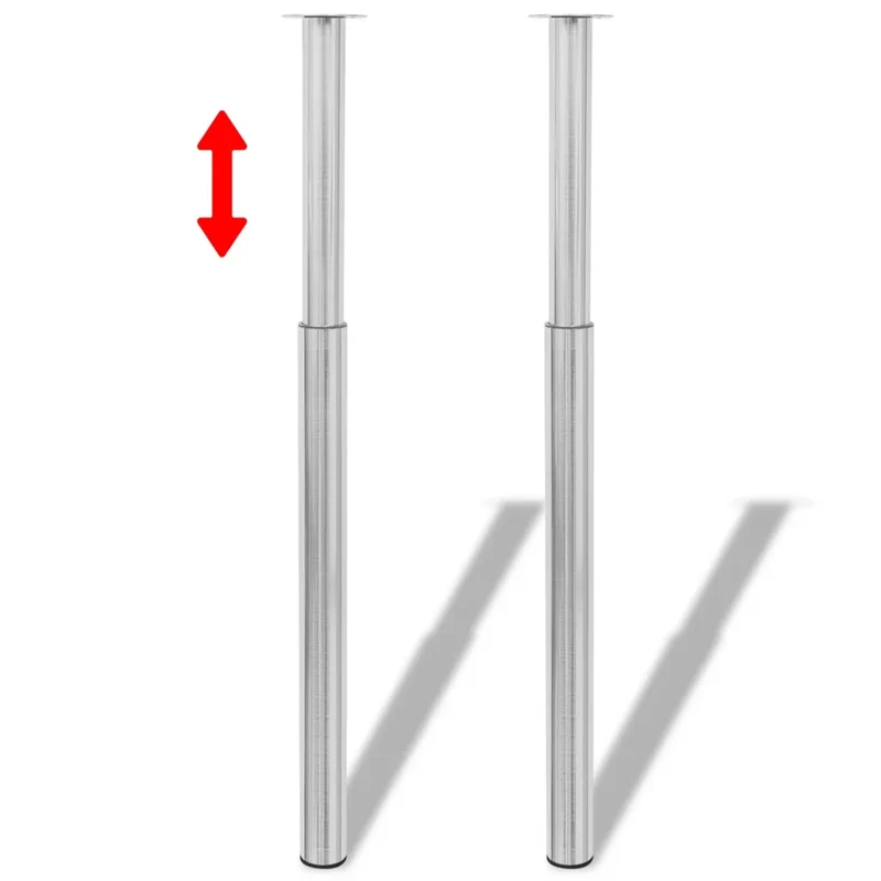Lot de 4 pieds de table télescopiques réglables entre 710 x 1100 mm robustes design contemporain en acier inoxydable 02_0055079
