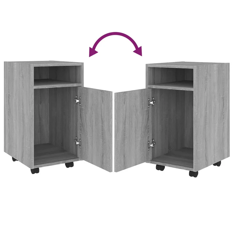 Armoire latérale à roulettes espace de rangement 33 x 38 x 60 cm style classique en bois d'ingénierie gris 02_0048247