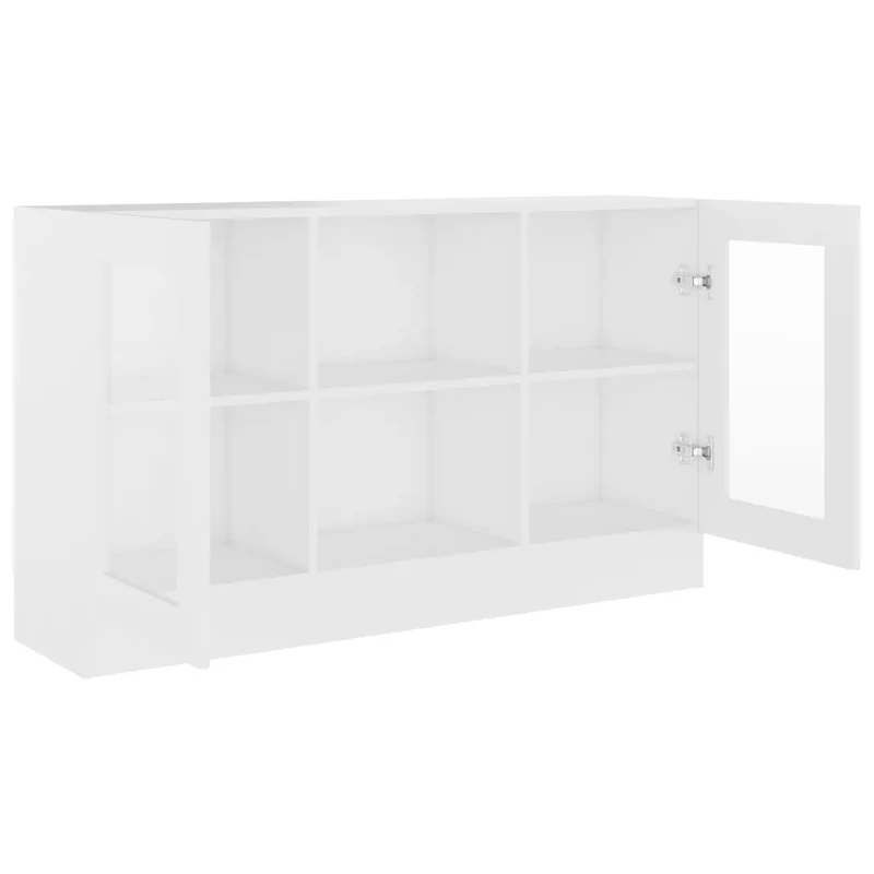Armoire à vitrine moderne pratique 120 x 30,5 x 70 cm style épuré en bois d'ingénierie blanc 02_0047764