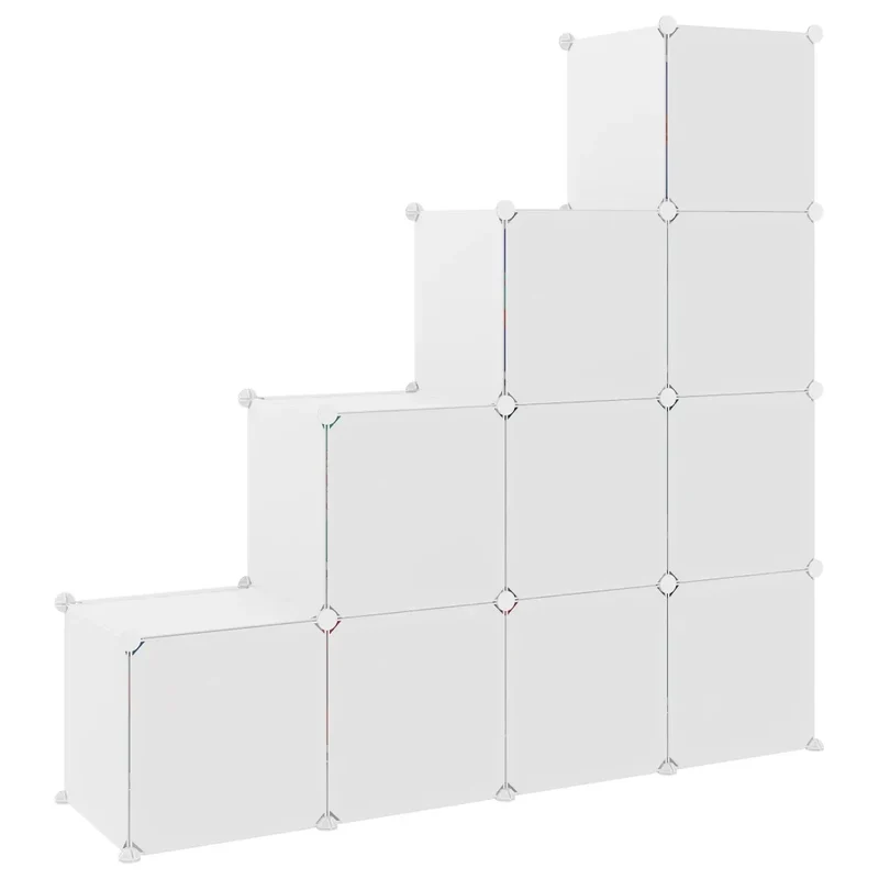 Armoire de rangement cubique enfants 124,5 x 31,5 x 123,5 cm design coloré pratique en PP blanc 02_0047047