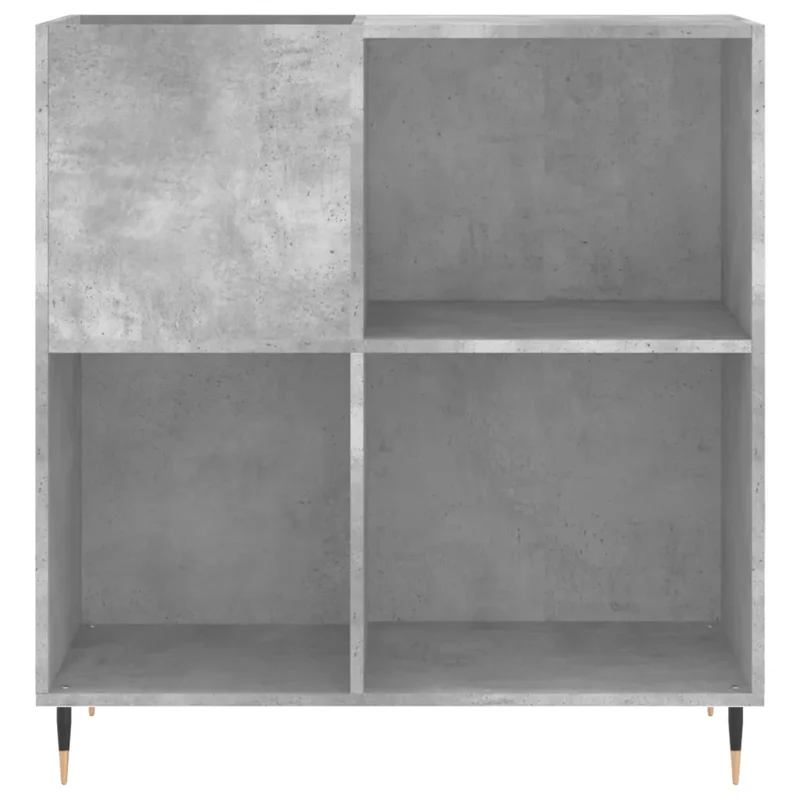 Armoire à disques pratique design industriel meuble rangement salon 84 x 38 x 89 cm en bois gris béton 02_0049163