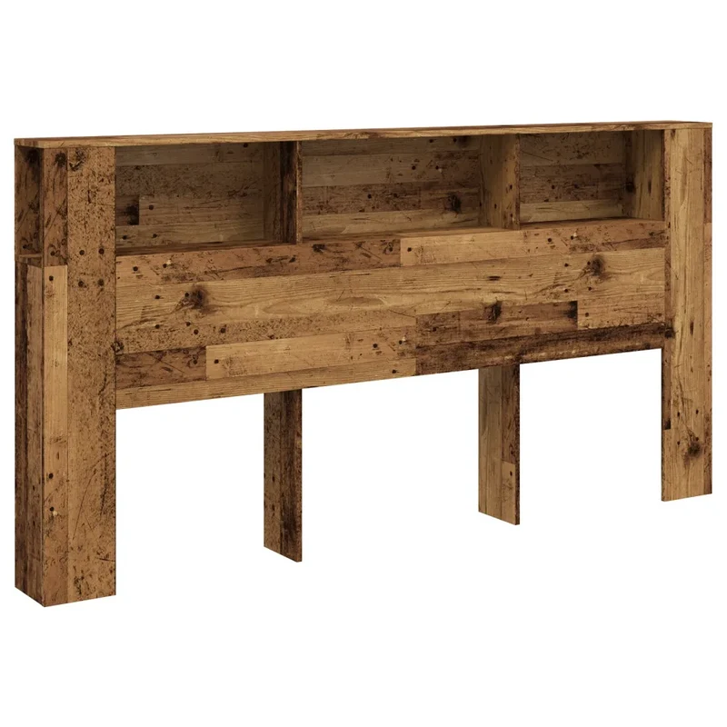 Armoire de tête de lit contemporaine avec rangement 200 x 18,5 x 102,5 cm en bois d'ingénierie vieux bois 02_0050974