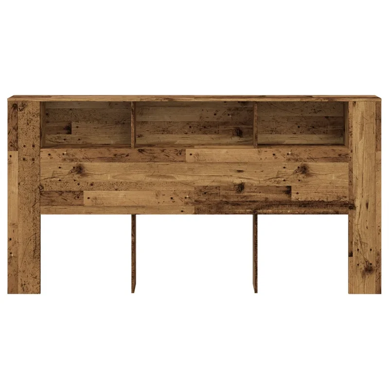Armoire de tête de lit contemporaine avec rangement 200 x 18,5 x 102,5 cm en bois d'ingénierie vieux bois 02_0050974