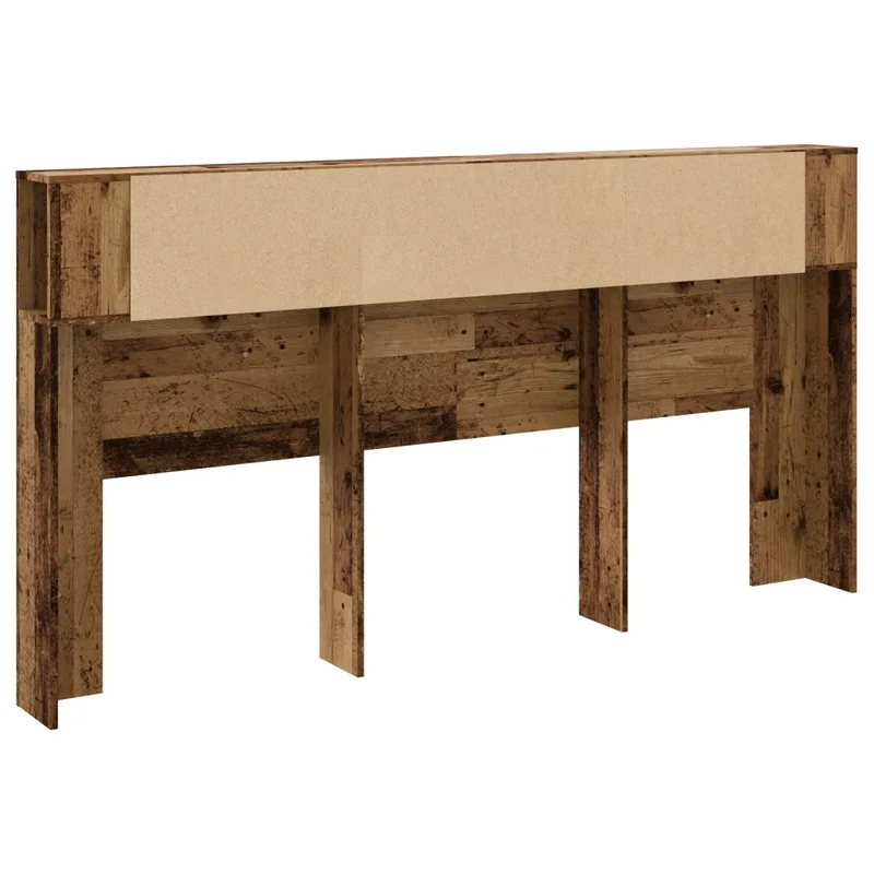 Armoire de tête de lit contemporaine avec rangement 200 x 18,5 x 102,5 cm en bois d'ingénierie vieux bois 02_0050974