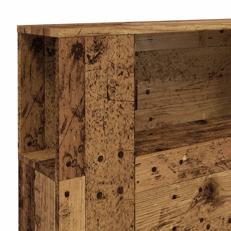 Armoire de tête de lit contemporaine avec rangement 200 x 18,5 x 102,5 cm en bois d'ingénierie vieux bois 02_0050974