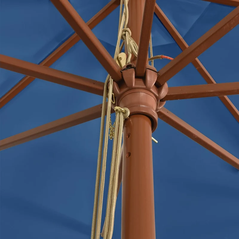 Parasol de jardin avec mât en bois 400 x 273 cm bleu 02_0008341