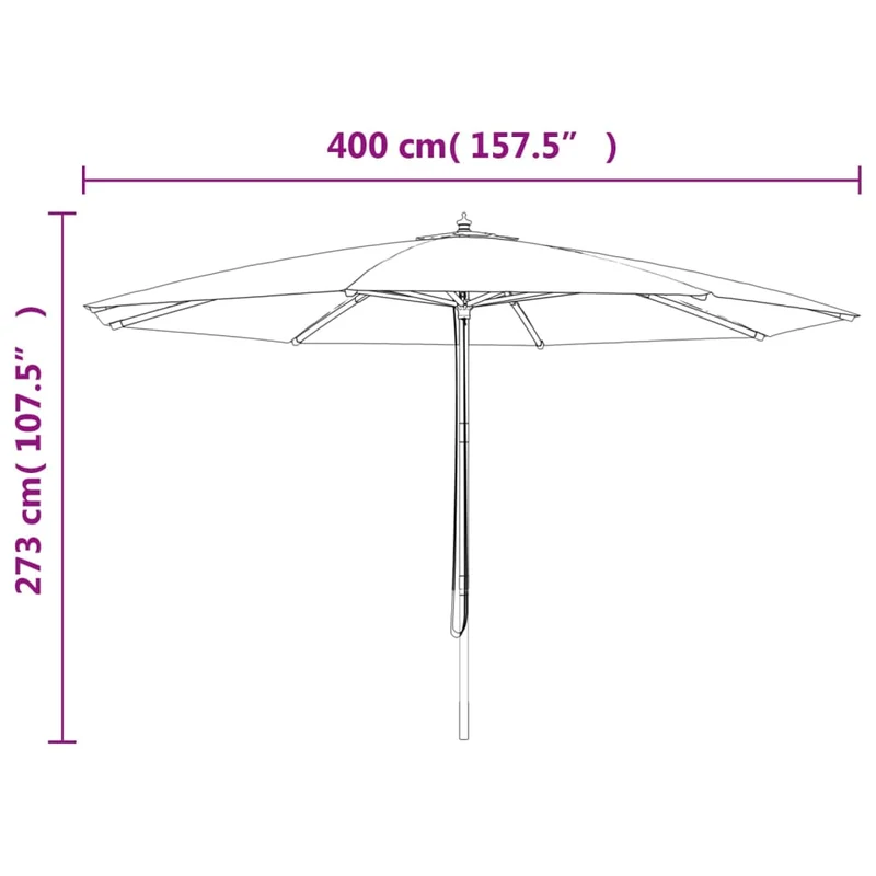 Parasol de jardin avec mât en bois 400 x 273 cm bleu 02_0008341
