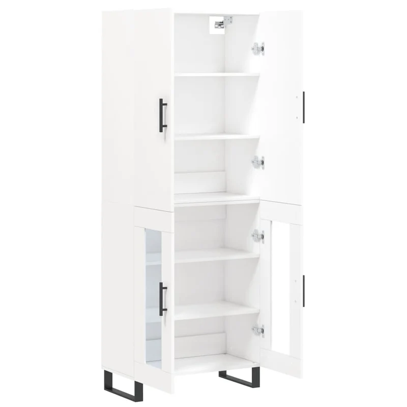 Buffet bahut commode armoire meuble de rangement organisateur cuisine salle de séjour salon haut 69,5 x 34 x 180 cm bois d'ingénierie blanc 02_0032549