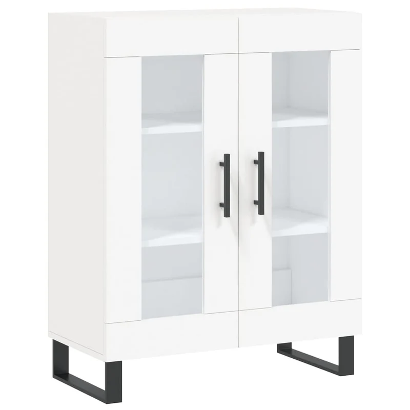 Buffet bahut commode armoire meuble de rangement organisateur cuisine salle de séjour salon haut 69,5 x 34 x 180 cm bois d'ingénierie blanc 02_0032549