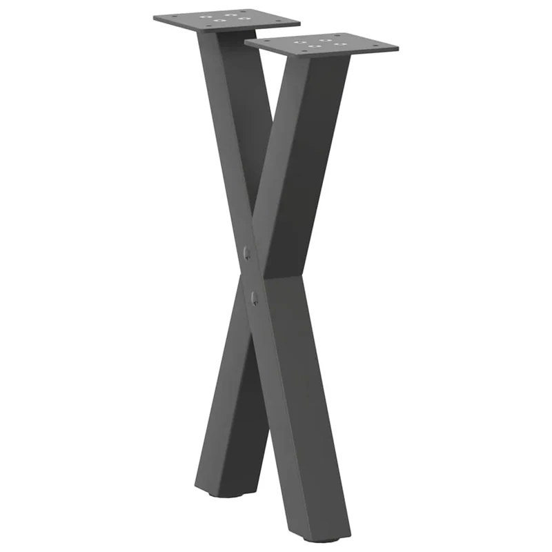 Lot de 2 pieds de table basse en forme de X 38 x 42-43 cm avec niveleurs réglables design moderne en acier anthracite 02_0057168