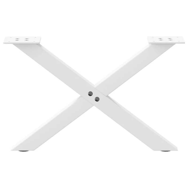 Lot de 2 pieds de table basse en forme de X 60 x 30 cm robustes avec niveleurs réglables en acier blanc 02_0057156