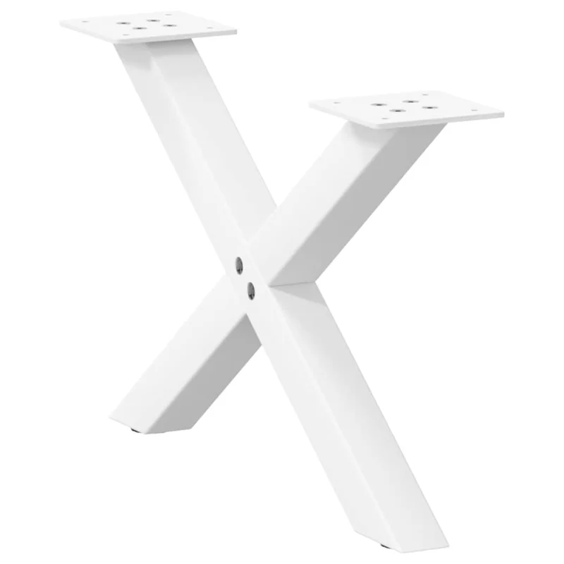 Lot de 2 pieds de table basse en forme de X 60 x 30 cm robustes avec niveleurs réglables en acier blanc 02_0057156