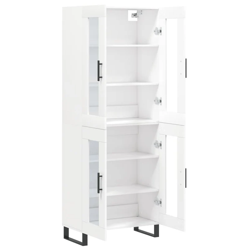 Buffet bahut commode armoire meuble de rangement organisateur cuisine salle de séjour salon haut 69,5 x 34 x 180 cm bois d'ingénierie blanc 02_0032627