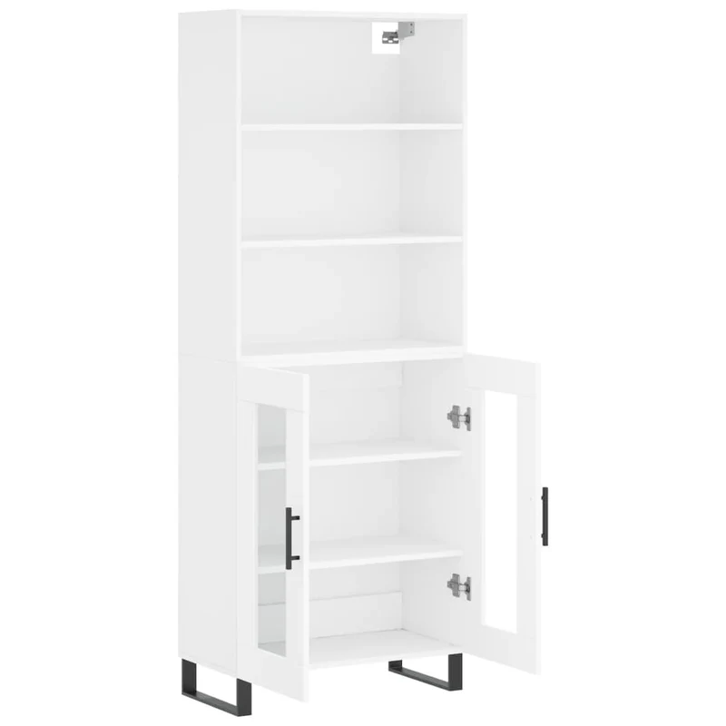Buffet bahut commode armoire meuble de rangement organisateur cuisine salle de séjour salon haut 69,5 x 34 x 180 cm bois d'ingénierie blanc 02_0032543