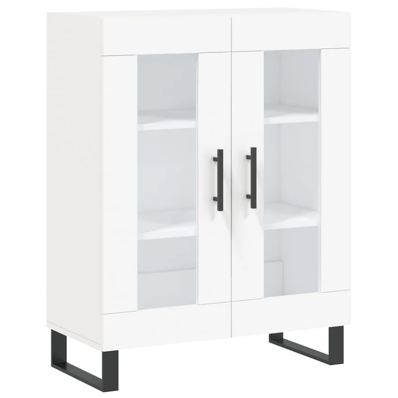 Buffet bahut commode armoire meuble de rangement organisateur cuisine salle de séjour salon haut 69,5 x 34 x 180 cm bois d'ingénierie blanc 02_0032543