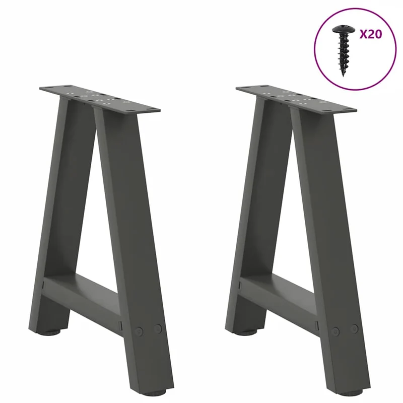 Lot de 2 pieds de table basse en forme de A 50 x 42 x 43 cm finition moderne stable en acier anthracite 02_0057114