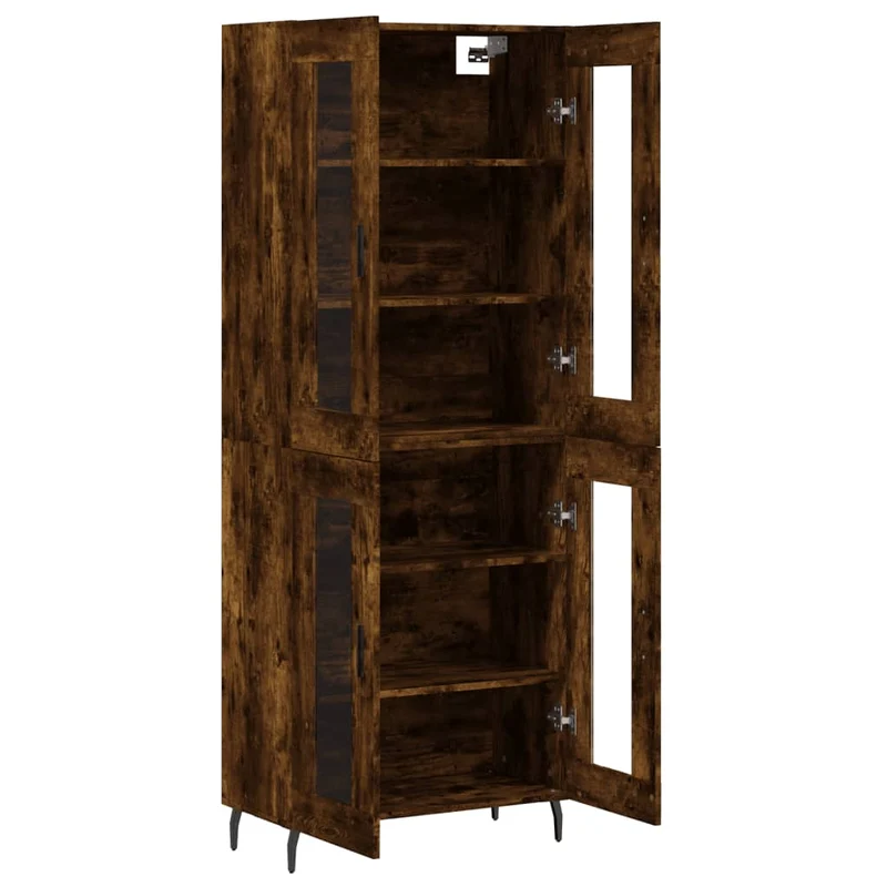 Buffet bahut commode armoire meuble de rangement organisateur cuisine salle de séjour salon haut 69,5 x 34 x 180 cm bois d'ingénierie marron 02_0033433