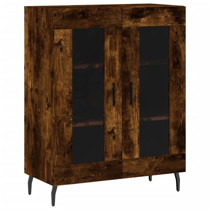 Buffet bahut commode armoire meuble de rangement organisateur cuisine salle de séjour salon haut 69,5 x 34 x 180 cm bois d'ingénierie marron 02_0033433