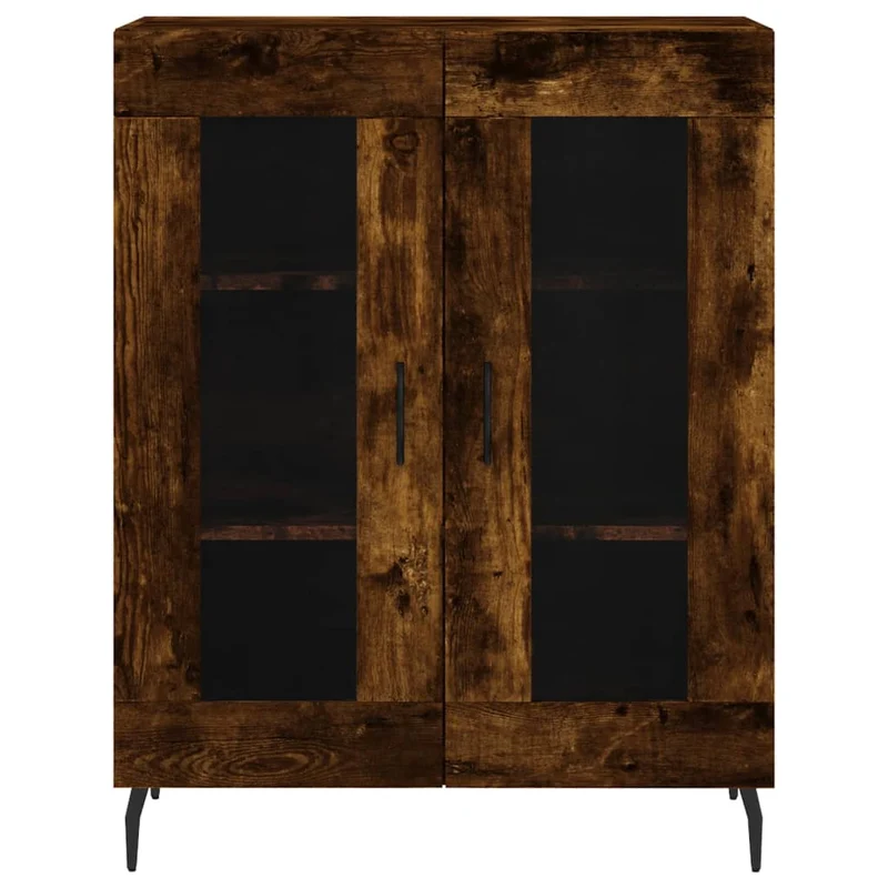 Buffet bahut commode armoire meuble de rangement organisateur cuisine salle de séjour salon haut 69,5 x 34 x 180 cm bois d'ingénierie marron 02_0033433