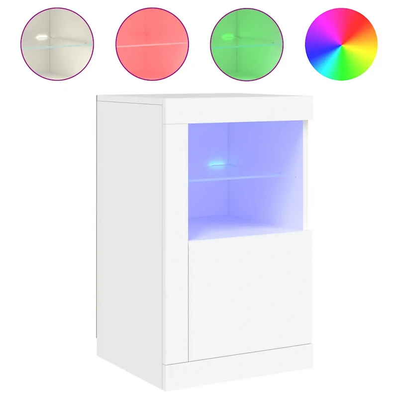 Armoire latérale design contemporain avec éclairage LED 41 x 37 x 67 cm en bois d'ingénierie blanc 02_0049363