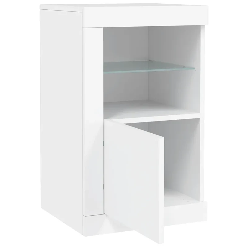 Armoire latérale design contemporain avec éclairage LED 41 x 37 x 67 cm en bois d'ingénierie blanc 02_0049363