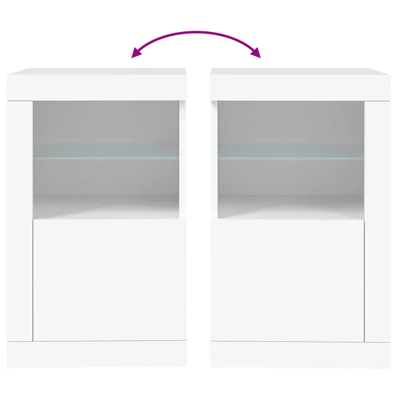 Armoire latérale design contemporain avec éclairage LED 41 x 37 x 67 cm en bois d'ingénierie blanc 02_0049363