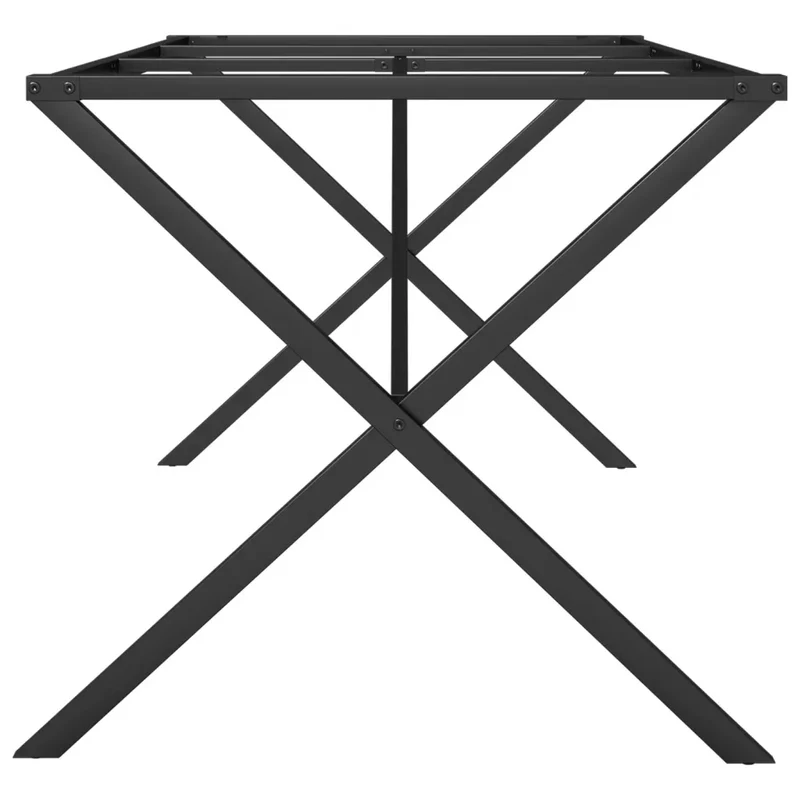 Pieds de table à manger cadre en X 160 x 80 x 73 cm robuste et durable style industriel en acier noir 02_0047246