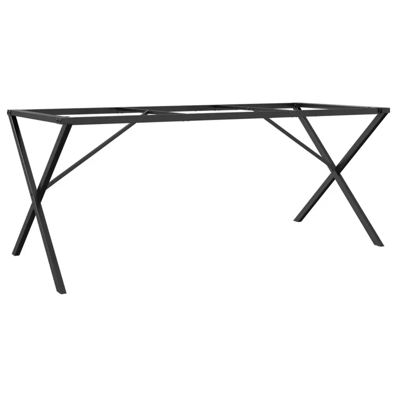 Pieds de table à manger cadre en X 160 x 80 x 73 cm robuste et durable style industriel en acier noir 02_0047246