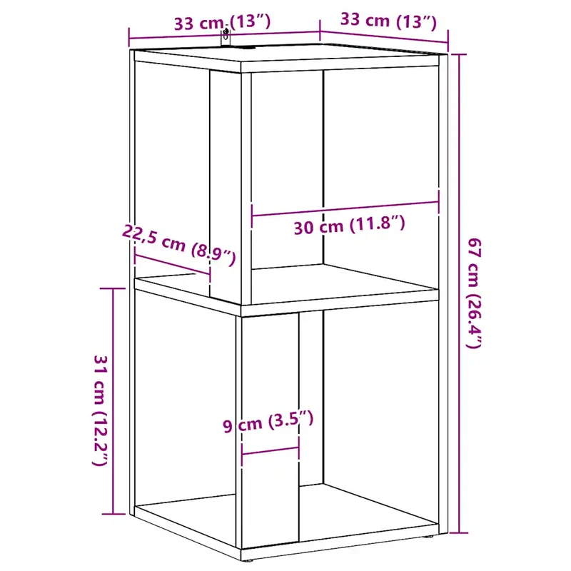 Armoire d'angle classique rangement compact 33 x 33 x 67 cm en bois d'ingénierie chêne artisanal 02_0050927