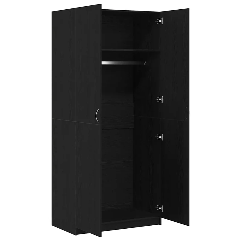 Armoire moderne style contemporain 90 x 52 x 200 cm pratique et élégante en bois d'ingénierie chêne noir 02_0051864