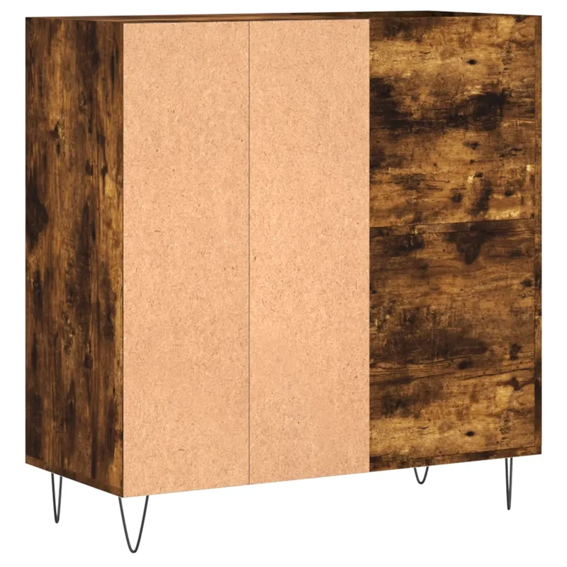 Armoire à disques design classique 84,5 x 38 x 89 cm grand espace de rangement style industriel en bois chêne fumé 02_0049172