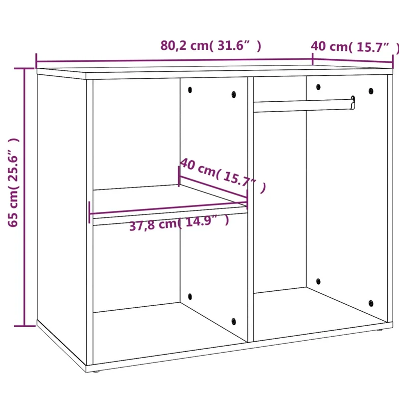 Armoire de dressing pratique style moderne espace rangement 80 x 40 x 65 cm en bois d'ingénierie sonoma gris 02_0048433