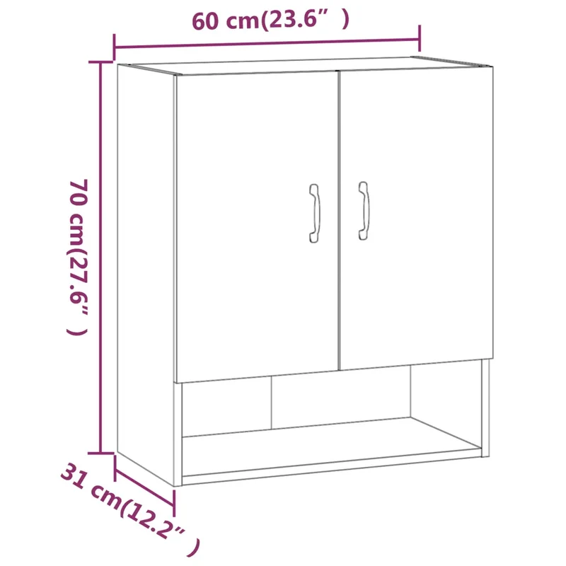 Armoire murale pratique rangement style élégant 60 x 31 x 70 cm en bois d'ingénierie gris 02_0048338