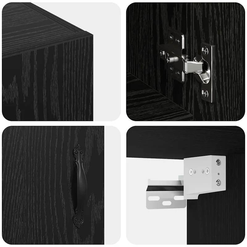 Armoire murale rectangulaire chic pratique espace réduit 60 x 31 x 70 cm en bois d'ingénierie chêne noir 02_0052487