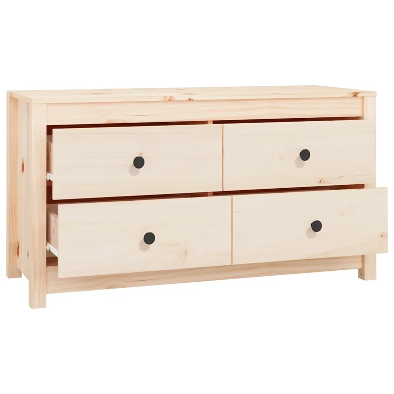 Armoire latérale pratique rustique rangement 100 x 40 x 54 cm en bois de pin naturel 02_0048464