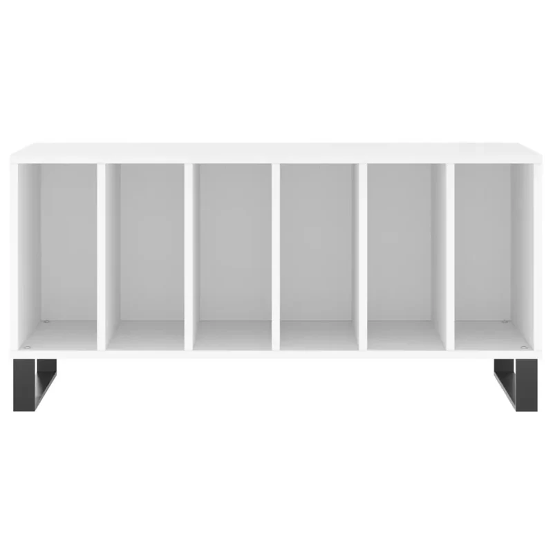 Armoire à disques classique pratique 100 x 38 x 48 cm style industriel en bois d'ingénierie blanc 02_0049153