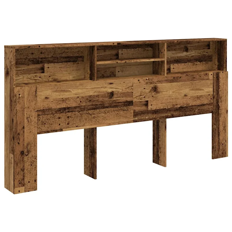 Armoire de tête de lit contemporaine avec rangement 200 x 19 x 103 cm en bois d'ingénierie vieux bois 02_0050962