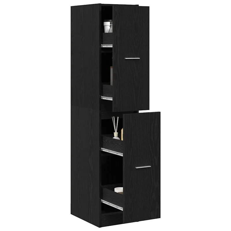 Armoire d'apothicaire multifonctionnelle rangement 30 x 41 x 144,5 cm en bois d'ingénierie chêne noir 02_0051799