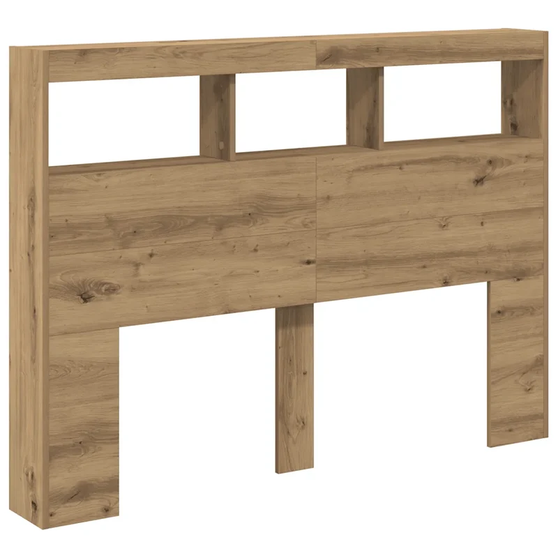 Armoire tête de lit moderne avec LED 140 x 17 x 102 cm rangement pratique style contemporain en bois d'ingénierie chêne artisanal 02_0051945