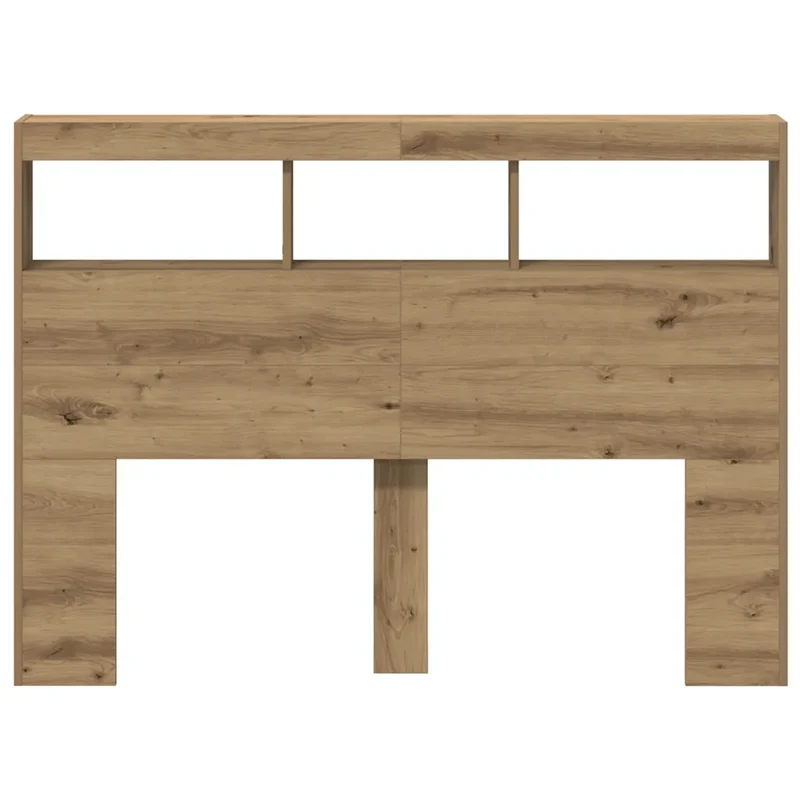 Armoire tête de lit moderne avec LED 140 x 17 x 102 cm rangement pratique style contemporain en bois d'ingénierie chêne artisanal 02_0051945