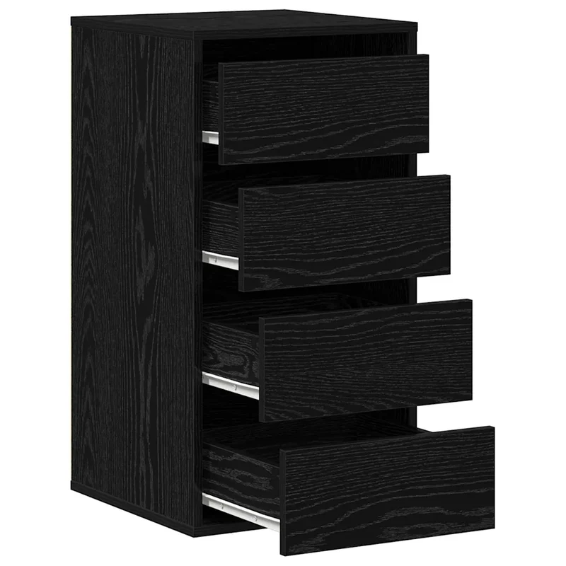 Armoire à tiroirs moderne rangement organisé chambre 40 x 41 x 76 cm en bois d'ingénierie noir 02_0052157