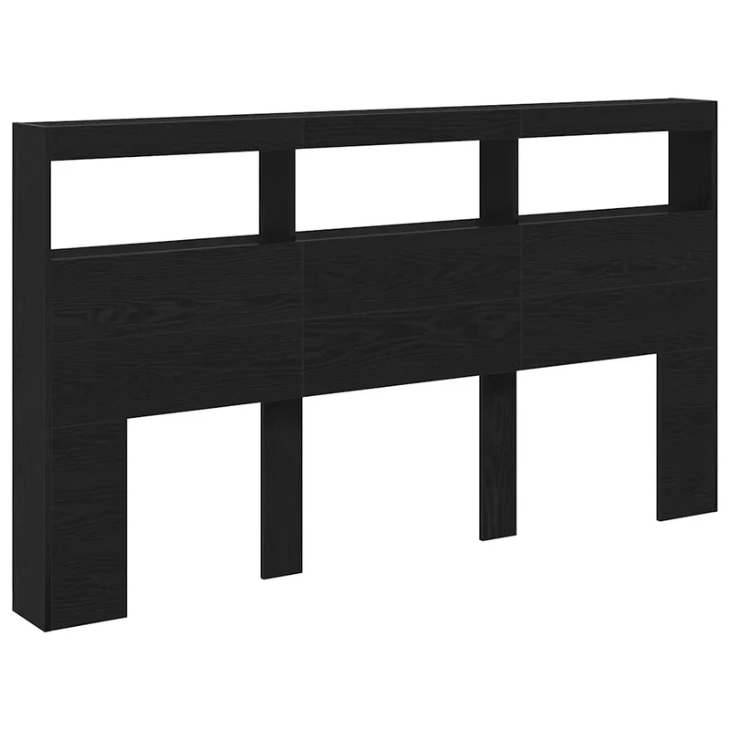 Armoire tête de lit moderne avec lumières LED 180 x 17 x 102 cm en bois d'ingénierie chêne noir 02_0051952
