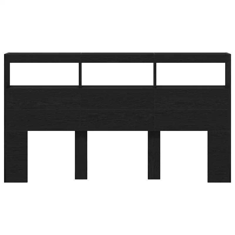 Armoire tête de lit moderne avec lumières LED 180 x 17 x 102 cm en bois d'ingénierie chêne noir 02_0051952
