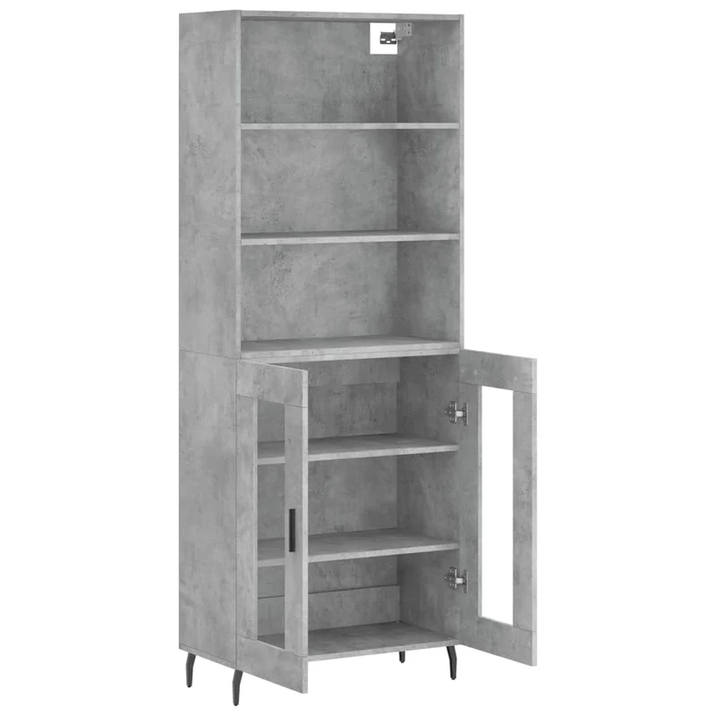 Buffet bahut commode armoire meuble de rangement organisateur cuisine salle de séjour salon haut 69,5 x 34 x 180 cm bois d'ingénierie gris 02_0034557